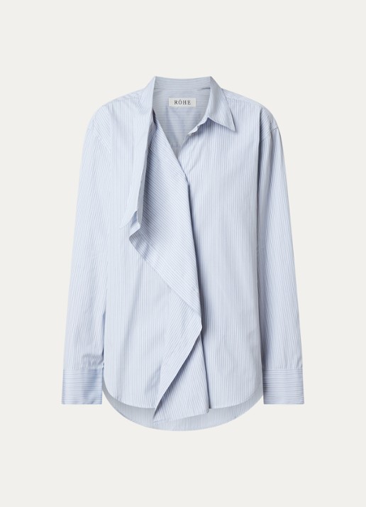 Róhe Draped blouse met streepprint - voorkant 4 blauw