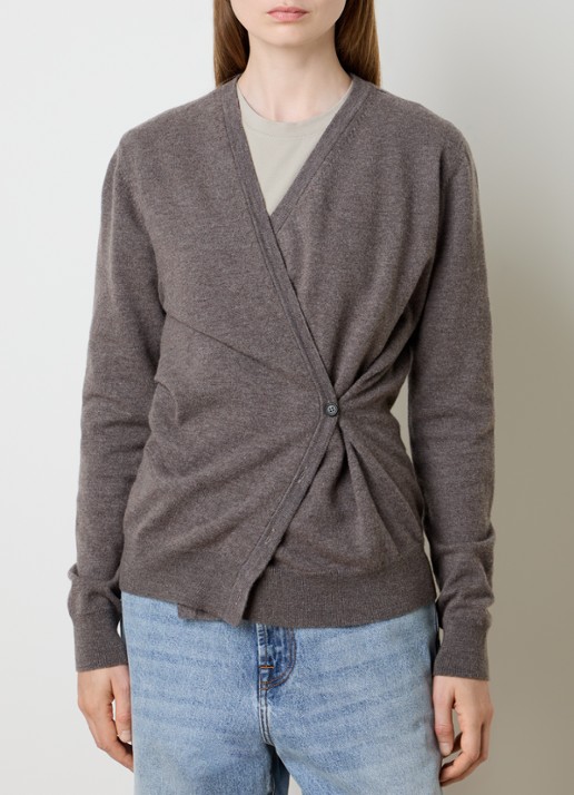 Róhe Fijngebreid asymmetrisch vest met plooidetail