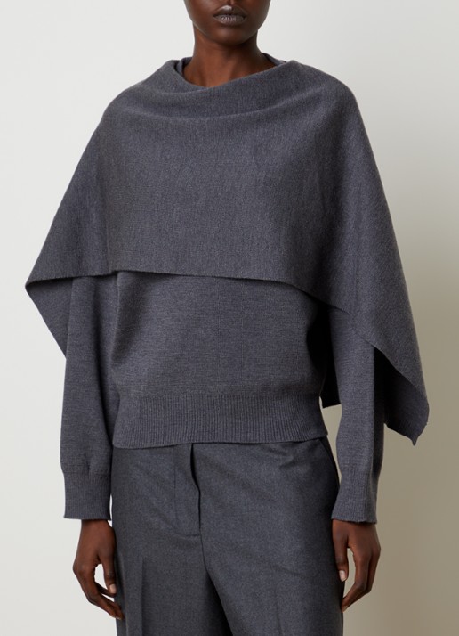 Róhe Fijngebreide pullover van scheerwol met gedrapeerd detail