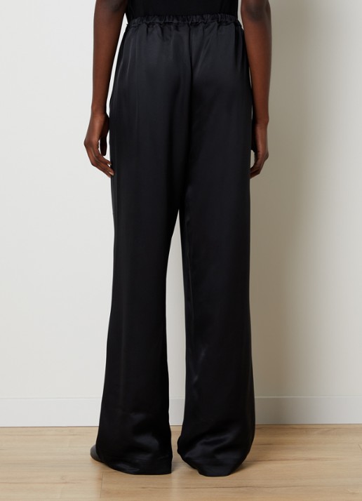 Róhe High waist flared fit broek van satijn - achterkant 3 zwart