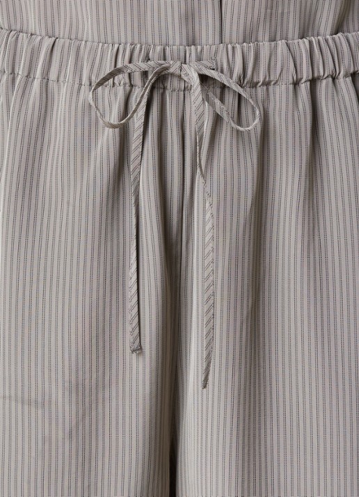 Róhe High waist straight fit pantalon van satijn met streepprint - detail 4 lichtgrijs