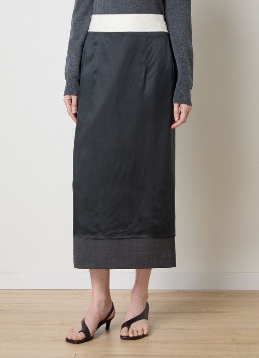 Róhe Inside-Out midi rok in scheerwolblend