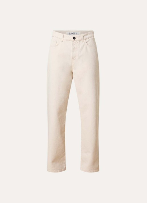 Róhe Low waist loose fit jeans met steekzakken - voorkant beige