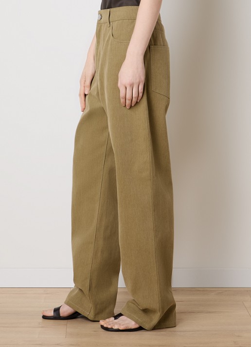 Róhe Mid waist wide leg jeans met gekleurde wassing - detail 3 mosterd