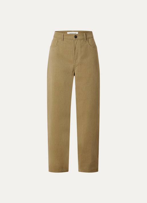 Róhe Mid waist wide leg jeans met gekleurde wassing - voorkant 5 mosterd