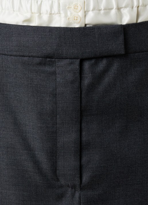 Róhe Midi kokerrok van wol met split - detail 2 grijs