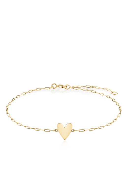 Rosefield Plain Heart armband van 14 karaat geelgoud