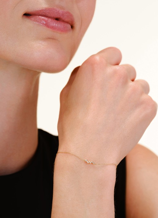 Rosefield Short Wave armband van 14 karaat geelgoud - voorkant 2 goud