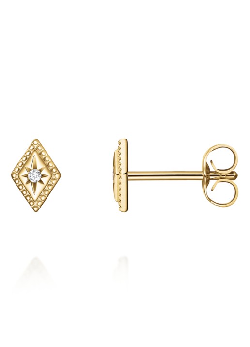 Rosefield Solitaire Star oorknopjes van 14 karaat geelgoud - detail goud