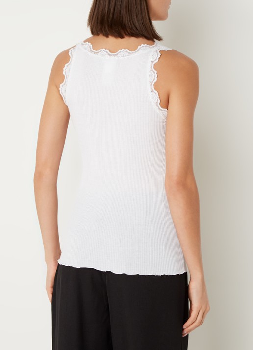 Rosemunde Babette tanktop in zijdeblend met kant - achterkant 4 wit