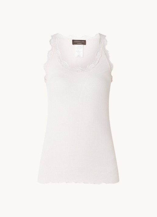 Rosemunde Babette tanktop in zijdeblend met kant - voorkant lichtroze