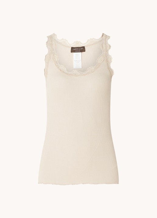 Rosemunde Babette tanktop in zijdeblend met kant - voorkant donkerbeige