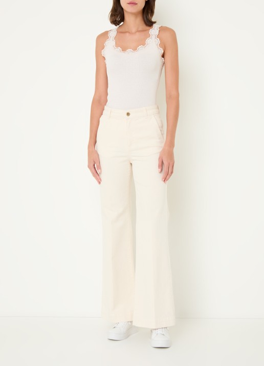 Rosemunde Babette tanktop in zijdeblend met kant - voorkant 3 gebroken wit