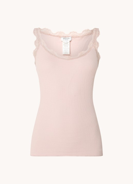 Rosemunde Babette tanktop in zijdeblend met kant - voorkant 2 oudroze