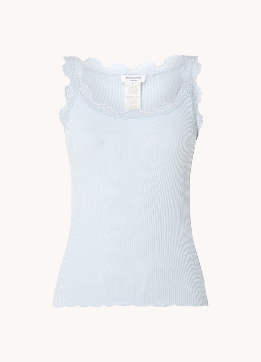 Rosemunde Babette tanktop in zijdeblend met kant - voorkant lichtblauw