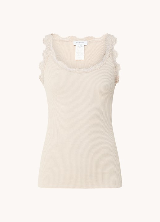 Rosemunde Babette tanktop in zijdeblend met kant - voorkant beige