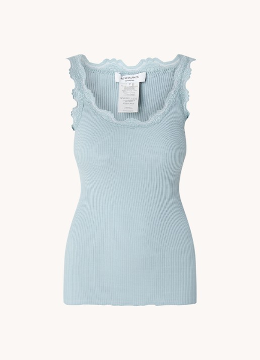 Rosemunde Babette tanktop in zijdeblend met kant - voorkant 3 blauwgrijs