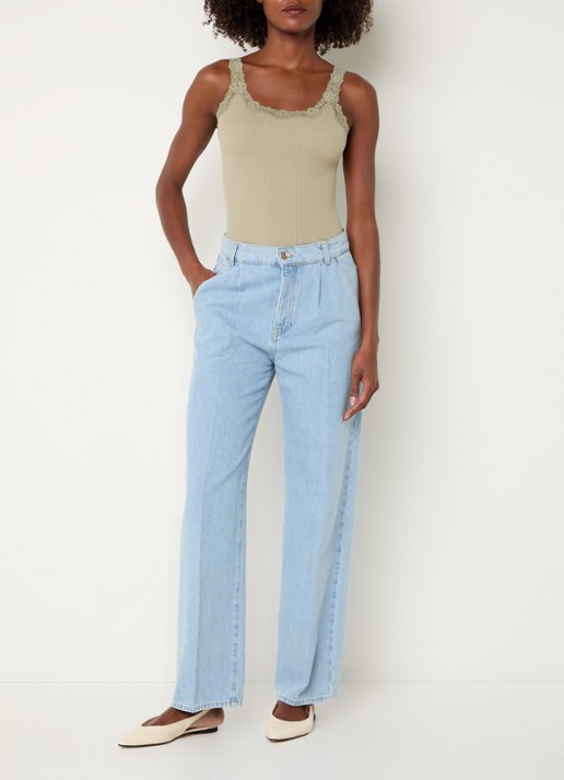 Rosemunde Babette tanktop in zijdeblend met kant - voorkant 4 olijfgroen