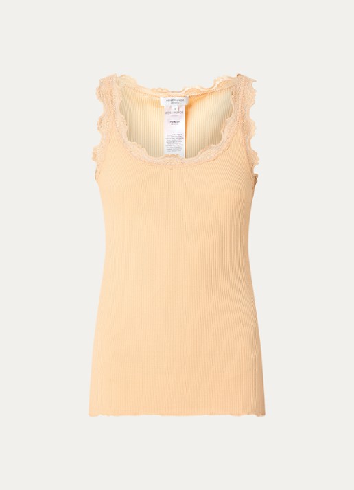 Rosemunde Babette tanktop in zijdeblend met kant - voorkant abrikoos