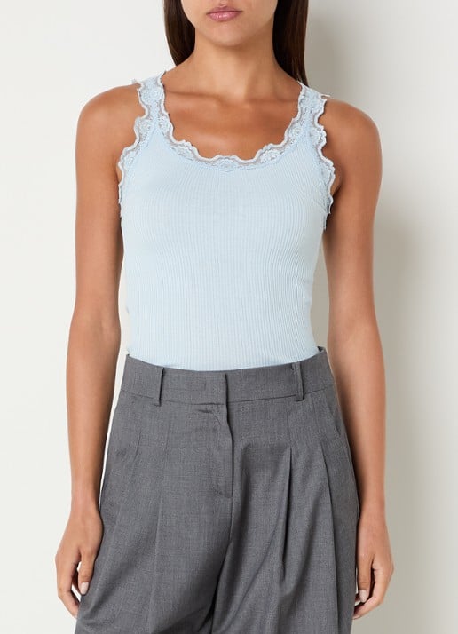 Rosemunde Babette tanktop in zijdeblend met kant
