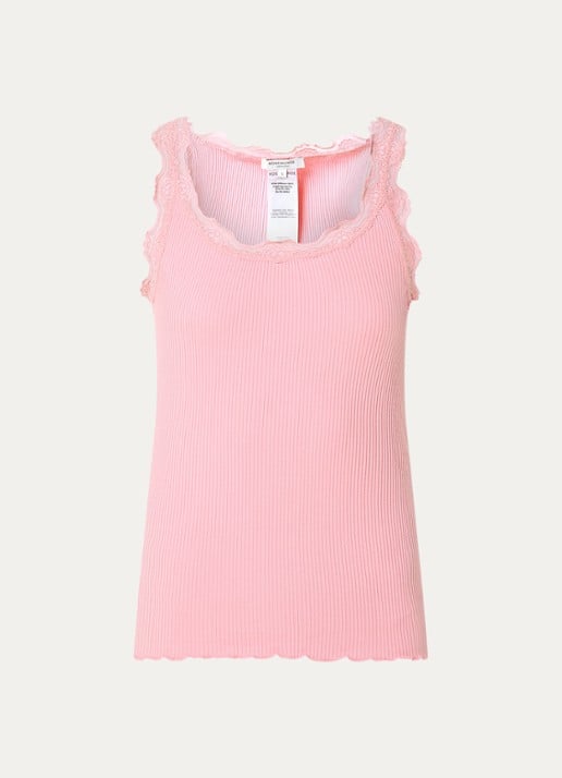 Rosemunde Babette tanktop in zijdeblend met kant - voorkant 2 roze