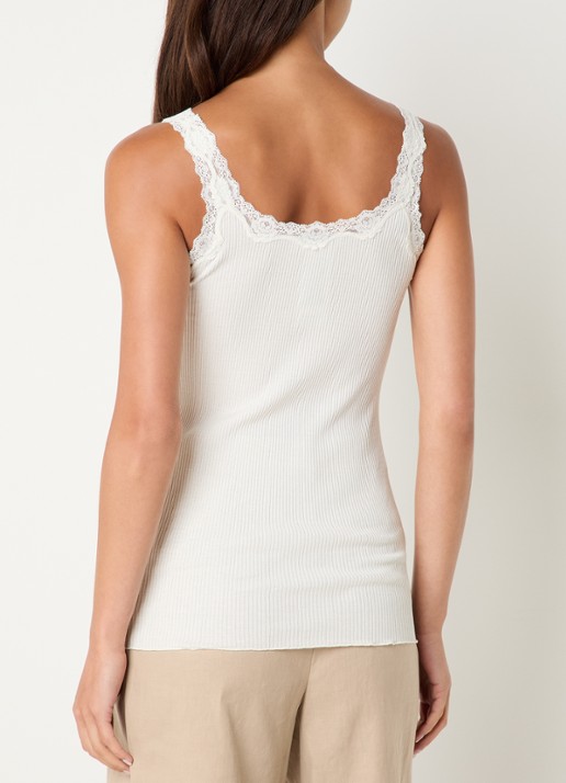 Rosemunde Babette tanktop in zijdeblend met kant - achterkant ivoor