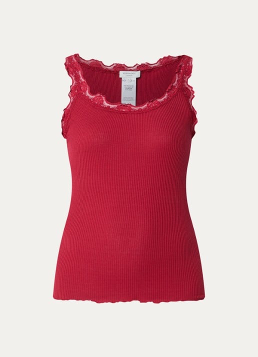 Rosemunde Babette tanktop in zijdeblend met kant - voorkant rood