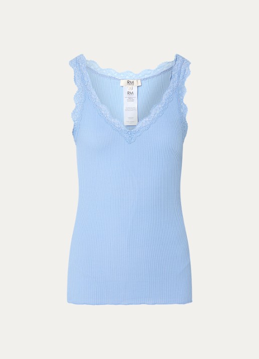 Rosemunde Balta tanktop met details van kant - voorkant 3 blauwgrijs