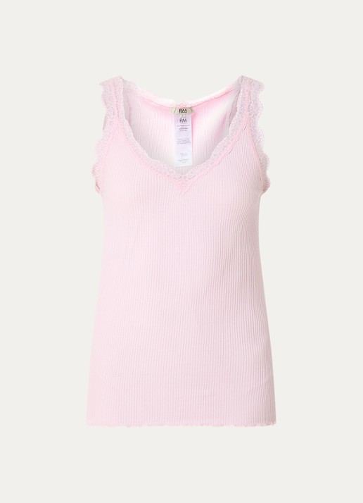 Rosemunde Balta tanktop met details van kant - voorkant 3 lichtroze