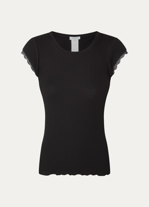 Rosemunde Baybay T-shirt met details van kant - voorkant 2 zwart