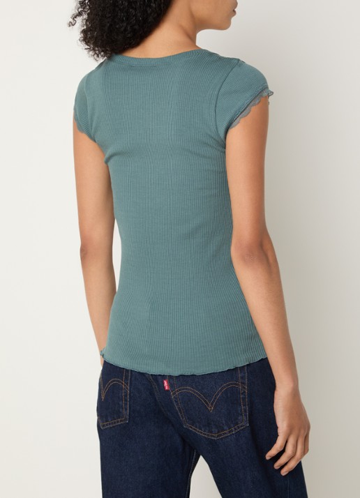 Rosemunde Baybay T-shirt met details van kant - achterkant 2 groen