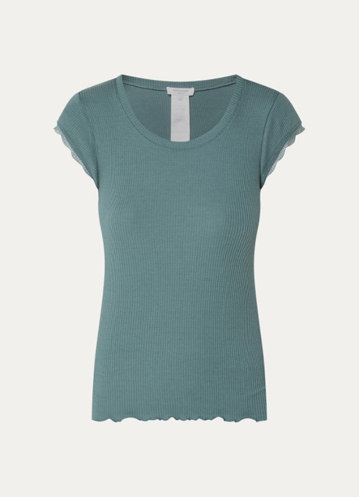 Rosemunde Baybay T-shirt met details van kant - voorkant 3 groen