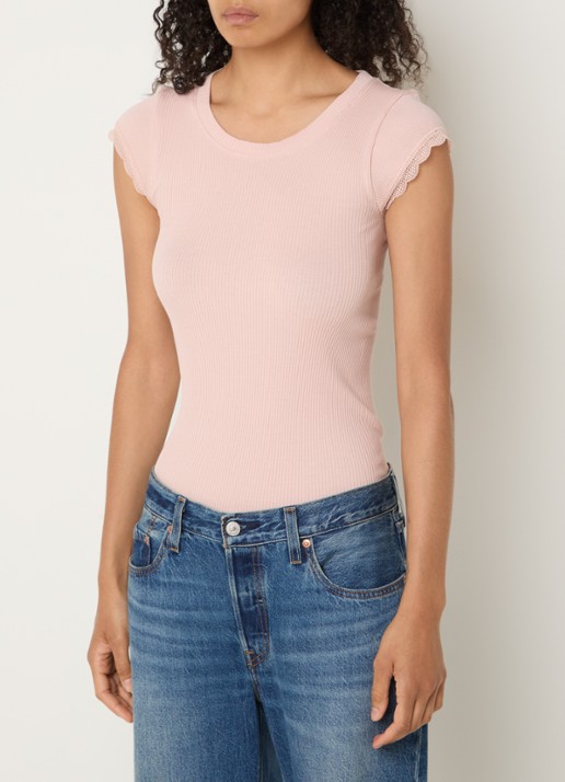 Rosemunde Baybay T-shirt met details van kant - detail 3 khaki