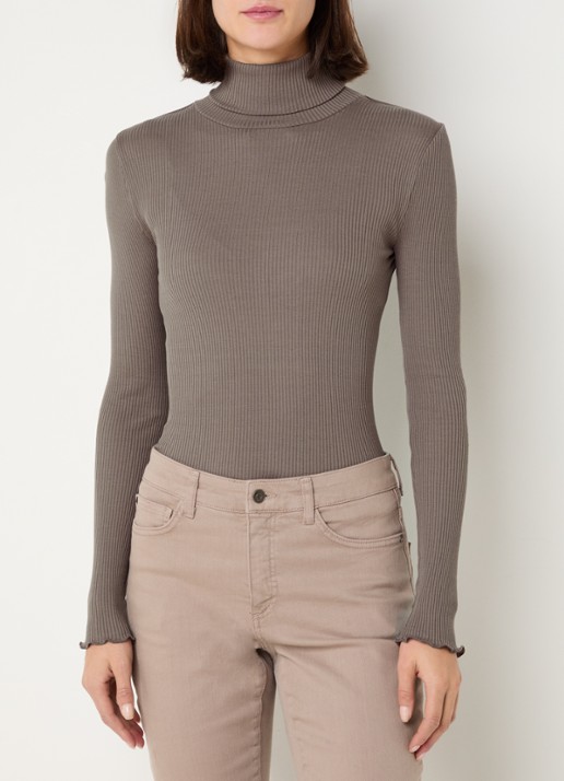 Rosemunde Beatha longsleeve in zijdeblend met col