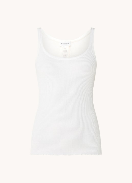 Rosemunde Belle ribgebreide top in zijdeblend met ronde hals - voorkant gebroken wit