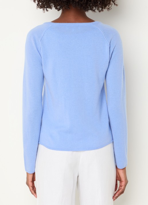 Rosemunde Fijngebreid vest in kasjmierblend  - achterkant 4 blauw