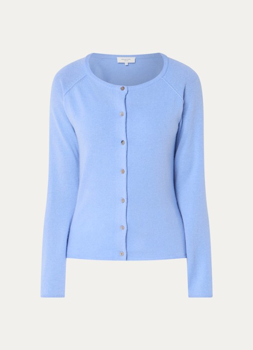Rosemunde Fijngebreid vest in kasjmierblend  - voorkant blauw