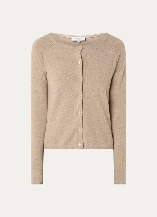 Rosemunde Fijngebreid vest in kasjmierblend  - voorkant 2 beige