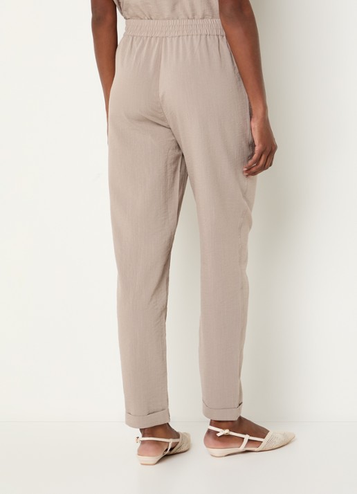 Rosemunde RMWTalia high waist slim fit cropped broek met steekzakken - achterkant 4 donkerbeige