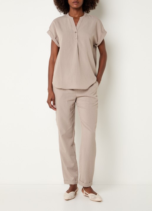 Rosemunde RMWTalia mouwloze tuniek met V-hals - voorkant 2 donkerbeige