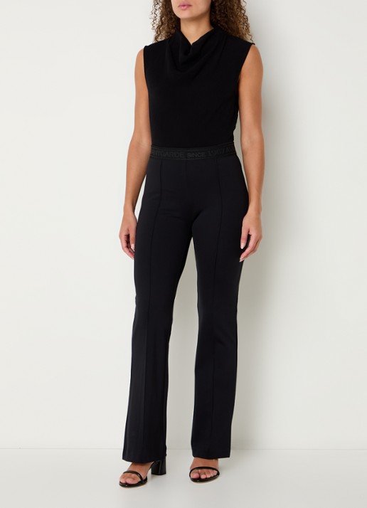 Rosner Studio Alisa high waist flared legging met logoband - voorkant 3 zwart