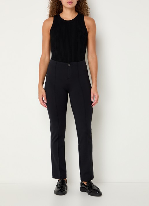 Rosner Studio Alisa high waist slim fit pantalon met persplooi - voorkant 2 zwart