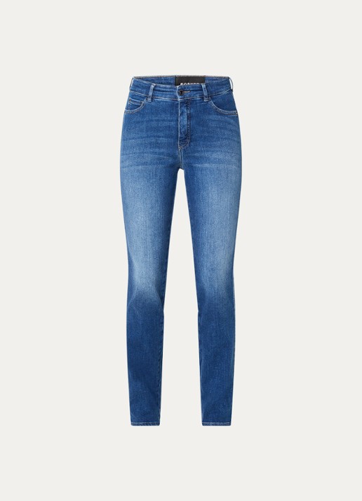 Rosner Studio Audrey high waist slim fit jeans met steekzakken - voorkant blauw