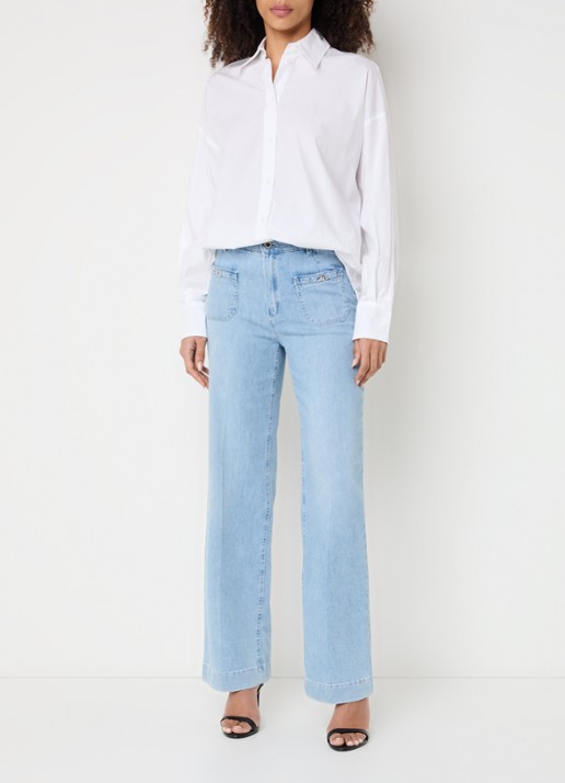 Rosner Studio Audrey high waist straight leg jeans met opgestikte zakken - voorkant 2 indigo