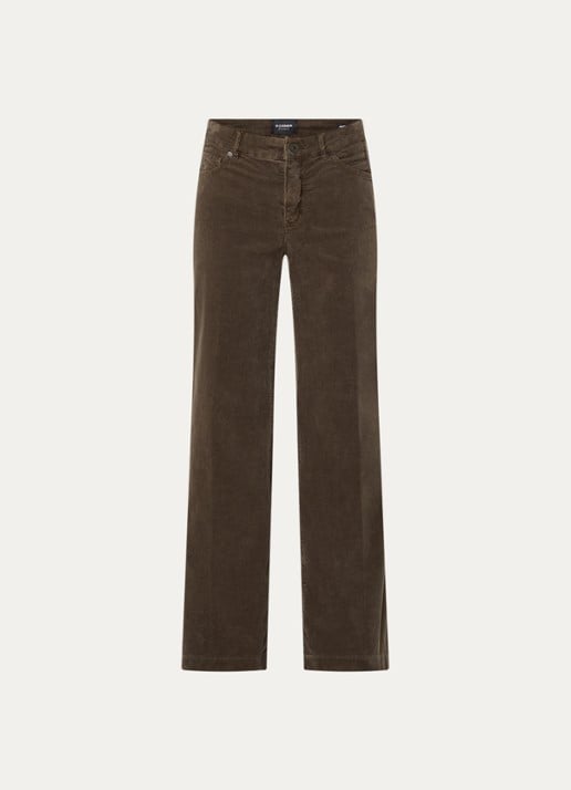 Rosner Studio Audrey high waist wide fit broek van corduroy - voorkant 4 donkerbruin