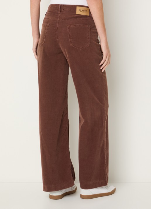 Rosner Studio Audrey high waist wide fit broek van corduroy - achterkant 3 steenrood