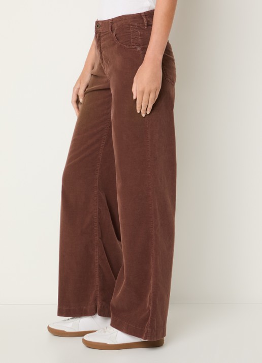 Rosner Studio Audrey high waist wide fit broek van corduroy - detail 2 steenrood
