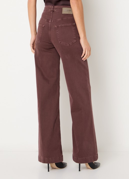 Rosner Studio Audrey high waist wide leg jeans met medium wassing - achterkant 5 donkerrood