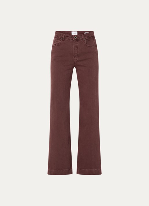 Rosner Studio Audrey high waist wide leg jeans met medium wassing - voorkant donkerrood