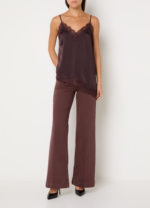 Rosner Studio Audrey high waist wide leg jeans met medium wassing - voorkant 2 donkerrood